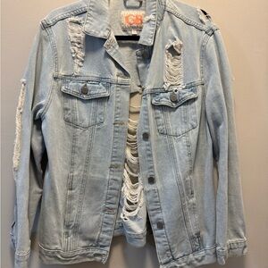 Gianni Bini Light Blue Distressed Denim Jacket